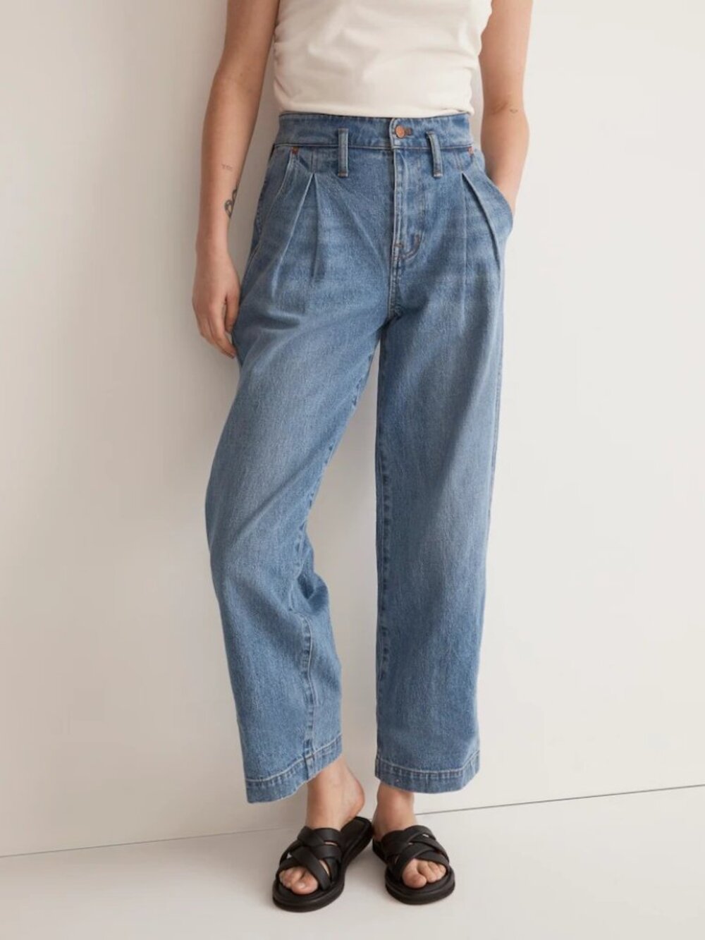 Madewell The Perfect Vintage Wide-Leg Crop Jean Pleated Edition Size 28